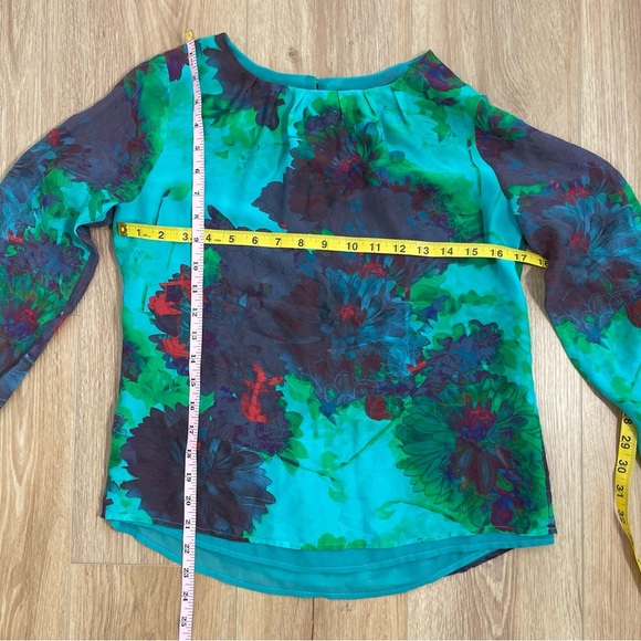 J Crew Flowy Sheer Floral 100% Silk Blouse Women’s Size 0 - Picture 6 of 7